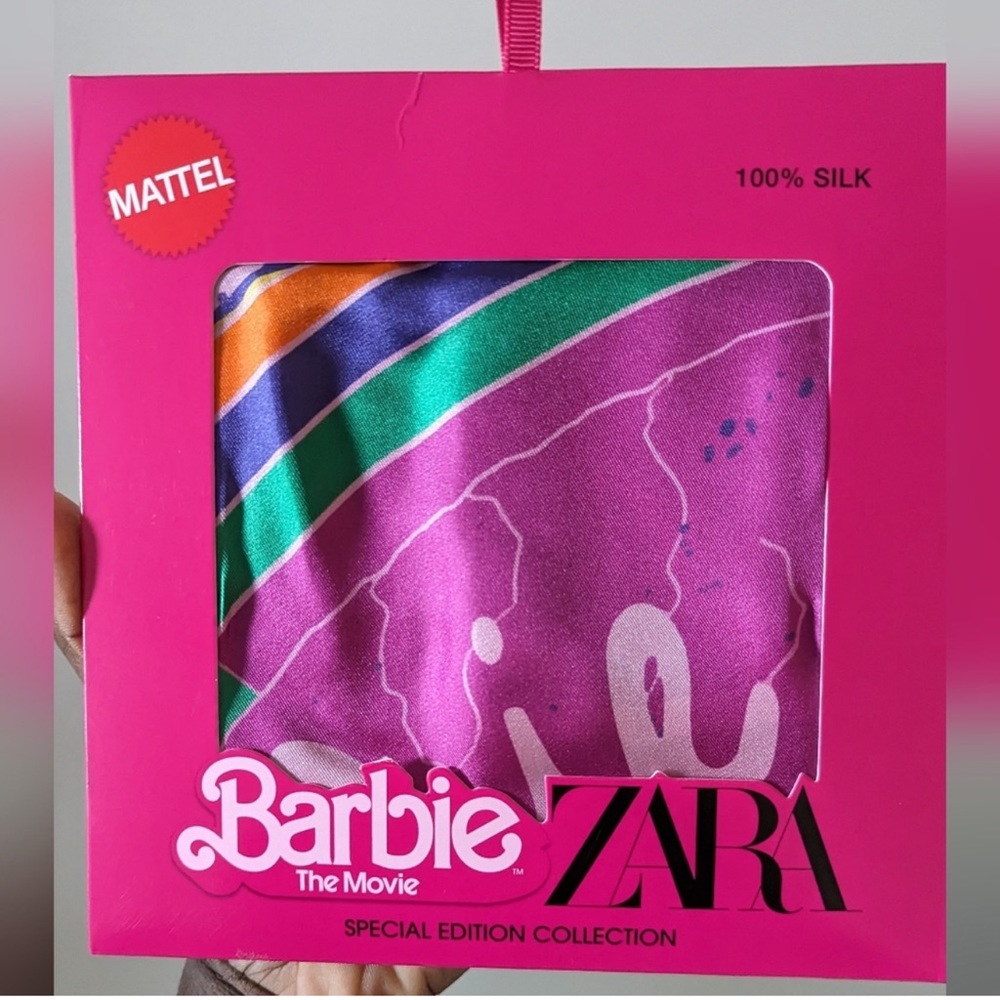 ZARA X Barbie The Movie Silk Print Scarf - Picture 4 of 9